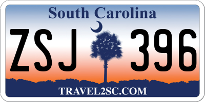 SC license plate ZSJ396
