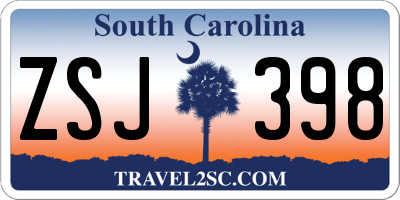 SC license plate ZSJ398
