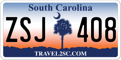 SC license plate ZSJ408