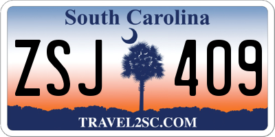 SC license plate ZSJ409
