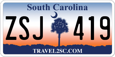 SC license plate ZSJ419