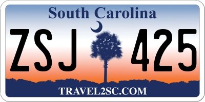 SC license plate ZSJ425