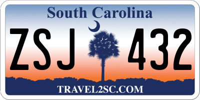 SC license plate ZSJ432