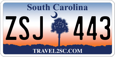 SC license plate ZSJ443