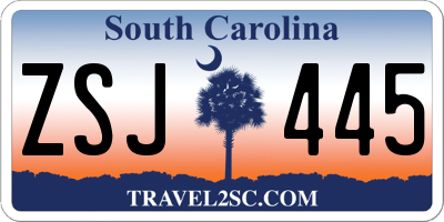 SC license plate ZSJ445
