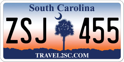 SC license plate ZSJ455