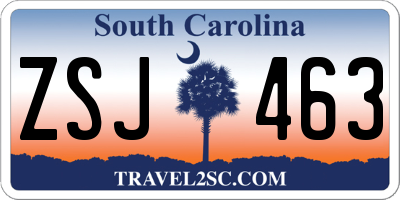 SC license plate ZSJ463
