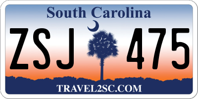 SC license plate ZSJ475