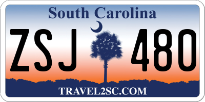 SC license plate ZSJ480