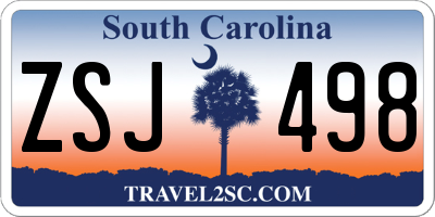 SC license plate ZSJ498