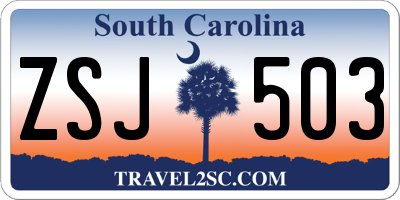 SC license plate ZSJ503