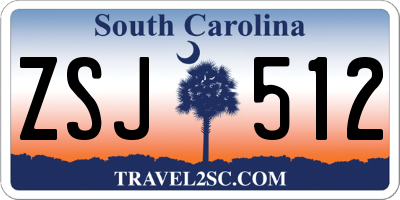 SC license plate ZSJ512
