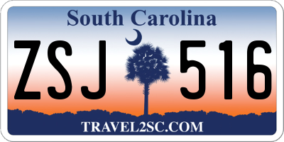 SC license plate ZSJ516