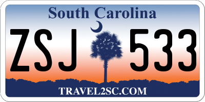 SC license plate ZSJ533