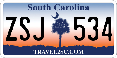 SC license plate ZSJ534