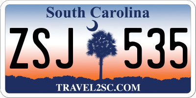 SC license plate ZSJ535