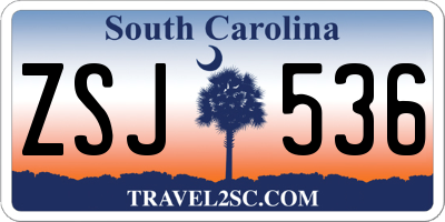 SC license plate ZSJ536