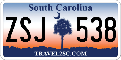 SC license plate ZSJ538