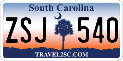 SC license plate ZSJ540