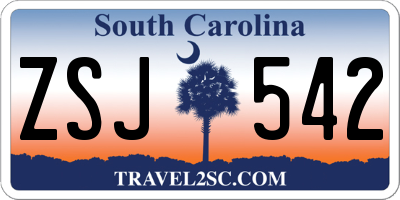 SC license plate ZSJ542