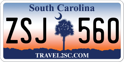 SC license plate ZSJ560
