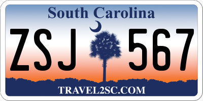 SC license plate ZSJ567