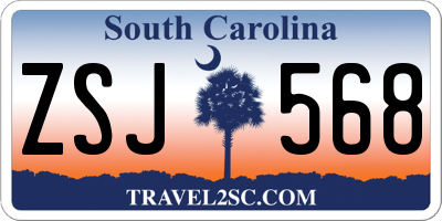 SC license plate ZSJ568
