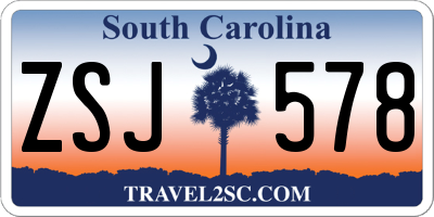 SC license plate ZSJ578