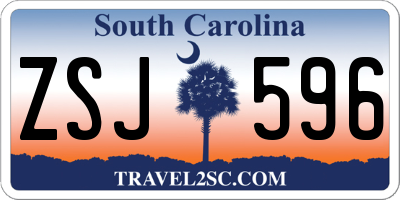 SC license plate ZSJ596