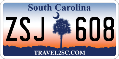 SC license plate ZSJ608
