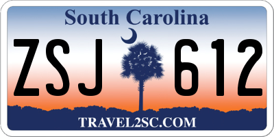 SC license plate ZSJ612