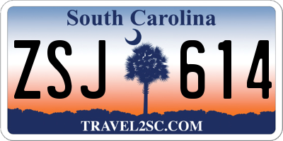 SC license plate ZSJ614