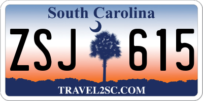 SC license plate ZSJ615