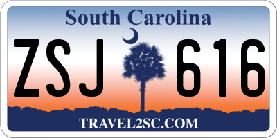 SC license plate ZSJ616
