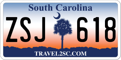SC license plate ZSJ618