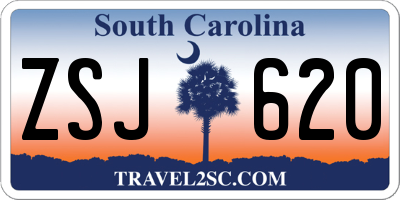 SC license plate ZSJ620
