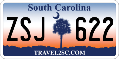 SC license plate ZSJ622