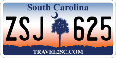 SC license plate ZSJ625