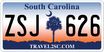 SC license plate ZSJ626