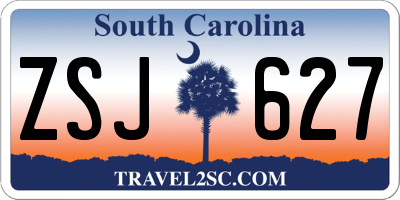 SC license plate ZSJ627