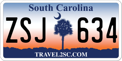 SC license plate ZSJ634