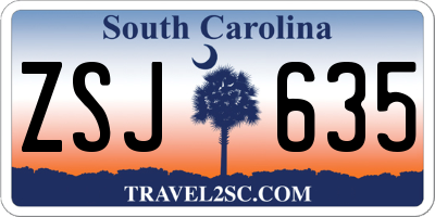 SC license plate ZSJ635
