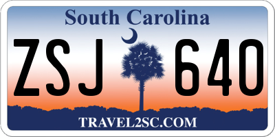 SC license plate ZSJ640
