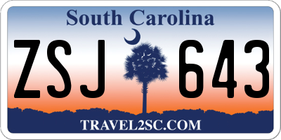 SC license plate ZSJ643
