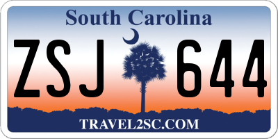 SC license plate ZSJ644