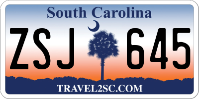 SC license plate ZSJ645