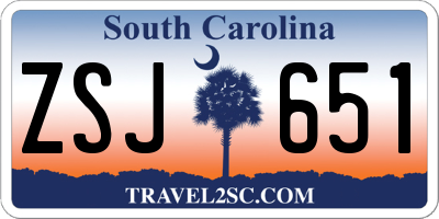 SC license plate ZSJ651