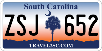 SC license plate ZSJ652