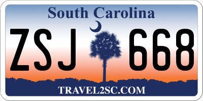 SC license plate ZSJ668