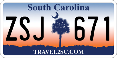 SC license plate ZSJ671